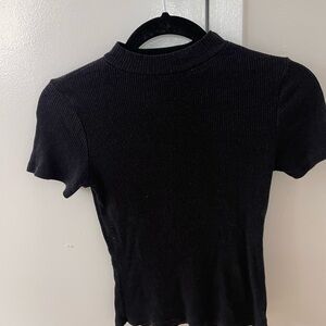 Classic Black Ribbed Women's Top